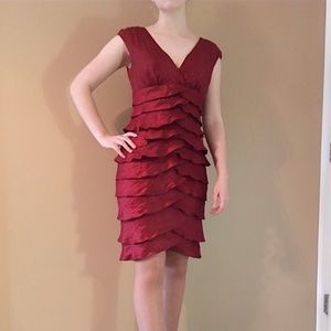 Classy Wine Ruffled Dress
